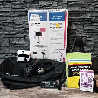 LOT 121: Purple Panda Lavalier Mic, Seiko Automatic Guitar Tuner, Audio-Technic BPHS1 Broadcast Stereo Headset & More