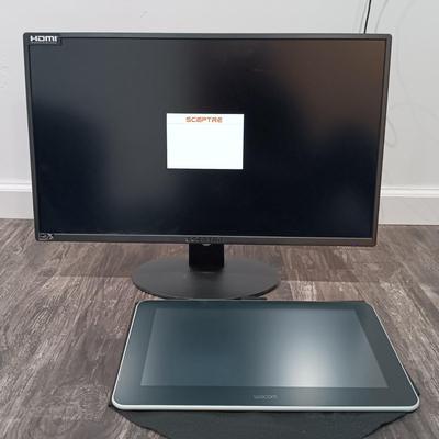 LOT 128: Sceptre 24" LED Monitor E248W-19203RT with a Wacom One Drawing Tablet