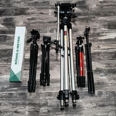 LOT 135: Bogen Manfrotto 3068 Heavy Duty Tripod, König & Meyer Microphone Stand, Proline Dolica Tripod & More