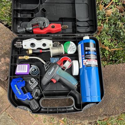 LOT 136: BernzOmatic Quick Fire Torch Kit & Ryobi Cordless Drill (no charger)