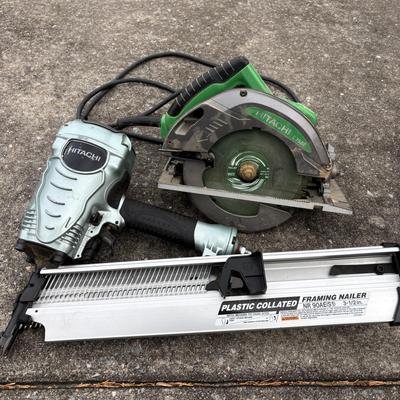 LOT 139: Hitachi Framing Nailer & Circular Saw