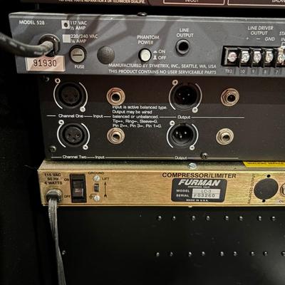 LOT 142: Odessey Audio Rack w/Equipment: Ashely Parametric Equalizer, Symetric 528 & 425, Furman Signal Processor
