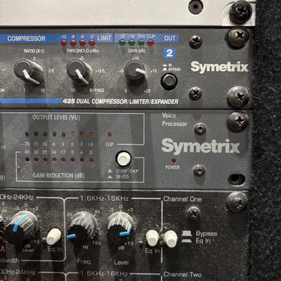 LOT 142: Odessey Audio Rack w/Equipment: Ashely Parametric Equalizer, Symetric 528 & 425, Furman Signal Processor