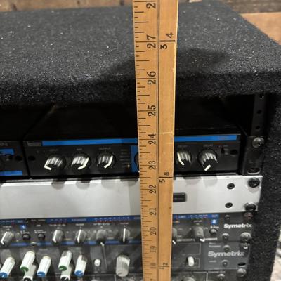LOT 142: Odessey Audio Rack w/Equipment: Ashely Parametric Equalizer, Symetric 528 & 425, Furman Signal Processor
