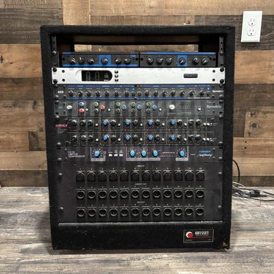 LOT 142: Odessey Audio Rack w/Equipment: Ashely Parametric Equalizer, Symetric 528 & 425, Furman Signal Processor