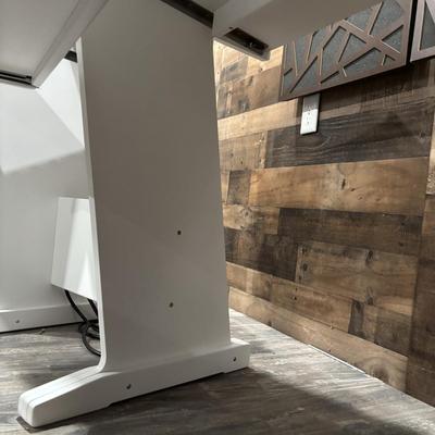 LOT 149: Producer Desk with Locking Keyboard Tray and Cyber Power CPS-1215 RM Surge Protector,