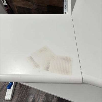 LOT 149: Producer Desk with Locking Keyboard Tray and Cyber Power CPS-1215 RM Surge Protector,