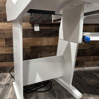 LOT 149: Producer Desk with Locking Keyboard Tray and Cyber Power CPS-1215 RM Surge Protector,