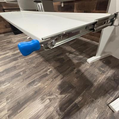 LOT 149: Producer Desk with Locking Keyboard Tray and Cyber Power CPS-1215 RM Surge Protector,