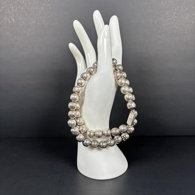 LOT 153: Sterling Silver Beaded Necklace, Mexico 925, 20", Tw 88.84