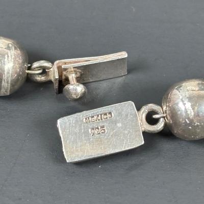 LOT 153: Sterling Silver Beaded Necklace, Mexico 925, 20", Tw 88.84