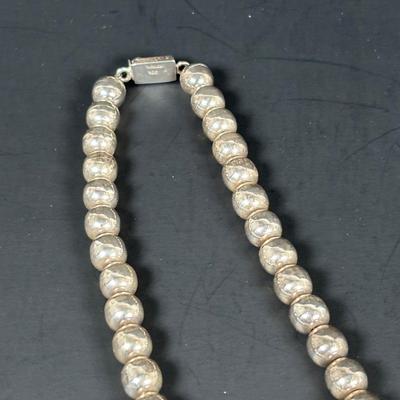 LOT 153: Sterling Silver Beaded Necklace, Mexico 925, 20", Tw 88.84