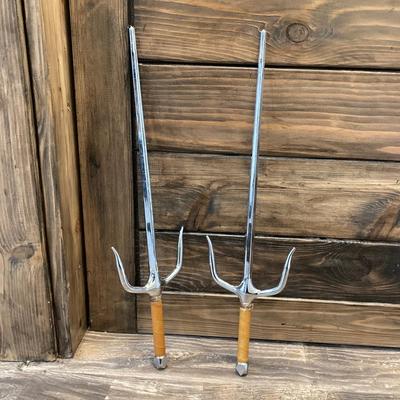LOT 164: Pair of Chrome Sai Martial Arts Swords