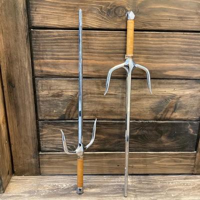 LOT 164: Pair of Chrome Sai Martial Arts Swords