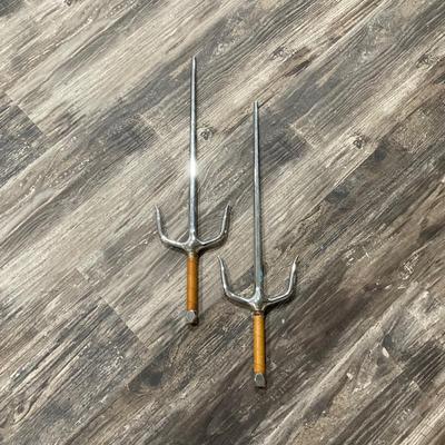 LOT 164: Pair of Chrome Sai Martial Arts Swords
