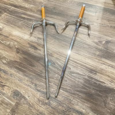 LOT 164: Pair of Chrome Sai Martial Arts Swords