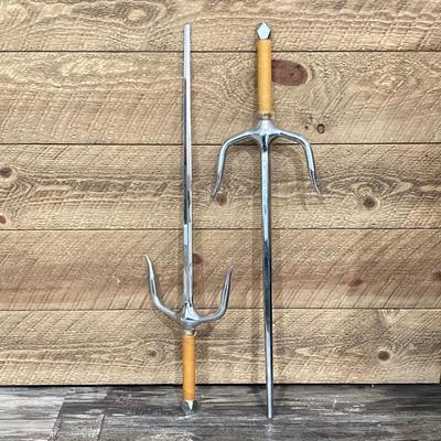 LOT 164: Pair of Chrome Sai Martial Arts Swords