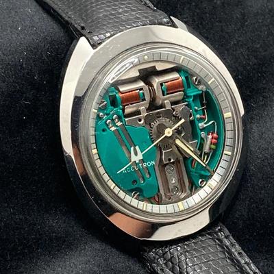 LOT 167: Bulova Accutron Watch with Genuine Lizard Band