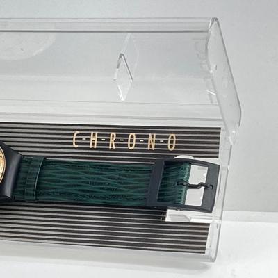 LOT 168: Vintage Swatch Swiss Rollerball Twenty Two Jewels Chronograph Watch in Original Case