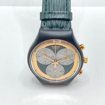 LOT 168: Vintage Swatch Swiss Rollerball Twenty Two Jewels Chronograph Watch in Original Case
