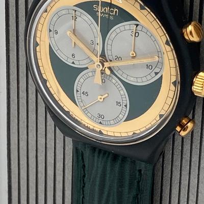 LOT 168: Vintage Swatch Swiss Rollerball Twenty Two Jewels Chronograph Watch in Original Case