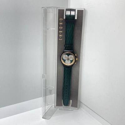 LOT 168: Vintage Swatch Swiss Rollerball Twenty Two Jewels Chronograph Watch in Original Case