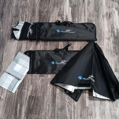 LOT 191: LS Pro PhotoStudio Softbox, Cowboy Studio Gatsby Backdrop, Neewer Reflector, Easel & More