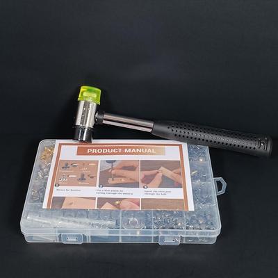 LOT 196: Rivet Kit for Leatherworking with a Dual Head Nylon / Rubber Hammer