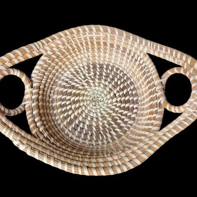 Sale Photo Thumbnail #759: Includes one handled basket, and one apple shaped basket. Measurement of longest: 12.5”. [CS]