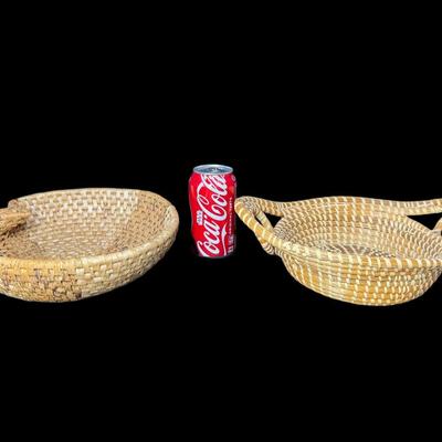 Sale Photo Thumbnail #761: Includes one handled basket, and one apple shaped basket. Measurement of longest: 12.5”. [CS]