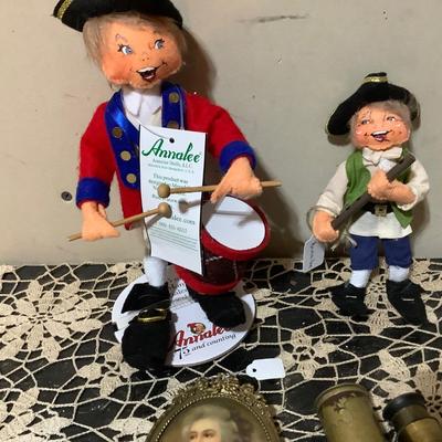 Sale Photo Thumbnail #419: You get an Annalee’s drummer Boy, a Patriot boy, two brass peep holes and a Victorian picture.
