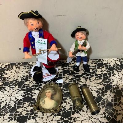 Sale Photo Thumbnail #418: You get an Annalee’s drummer Boy, a Patriot boy, two brass peep holes and a Victorian picture.