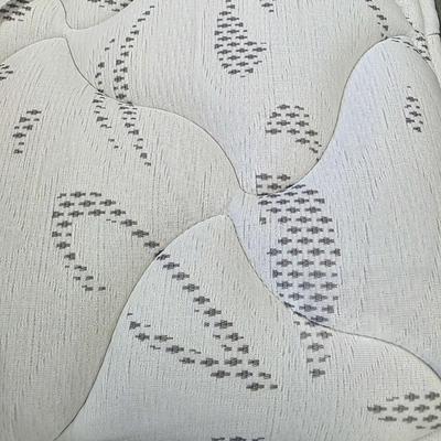 Sale Photo Thumbnail #315: Twin trundle bed # .with mattresses. Driftwood color with natural colored upholstered headboard. SHEETS AND BEDDING (comforter, pillow, sham, sheets, & blanket) ARE NOT INCLUDED, The nightstand you see in the photograph is also NOT included. Note that the