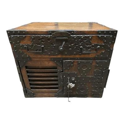 Antique Japanese Wood and Metal Tansu Chest