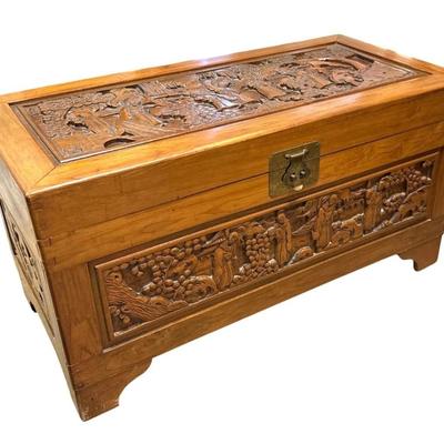 Vintage Chinese Camphor Wood Storage Trunk