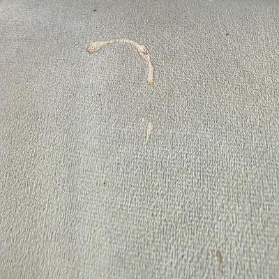 Sale Photo Thumbnail #346: Pair of modern gray microsuede swivel recliners. The recliners have curved armrests, and the light gray velvety fabric feels very elegant.  Each recliner has minor blemishes; most seem superficial dirty spots that could be easily cleaned, but please zoom 