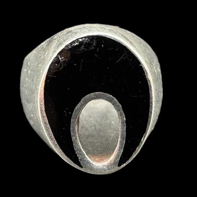 Sale Photo Thumbnail #792: **WIRE TRANSFER IS REQUIRED IF SHIPPED.** [47.71g] Includes two mid-century modern rings, a USMC gent’s ring, a cuff, and a bangle (safety chain needs to be repaired). Total of five pieces. Silver content confirmed using Niton XRF precious metals analyz