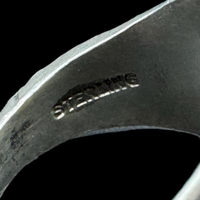 Sale Photo Thumbnail #794: **WIRE TRANSFER IS REQUIRED IF SHIPPED.** [47.71g] Includes two mid-century modern rings, a USMC gent’s ring, a cuff, and a bangle (safety chain needs to be repaired). Total of five pieces. Silver content confirmed using Niton XRF precious metals analyz