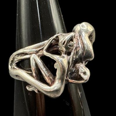 Sale Photo Thumbnail #796: **WIRE TRANSFER IS REQUIRED IF SHIPPED.** [47.71g] Includes two mid-century modern rings, a USMC gent’s ring, a cuff, and a bangle (safety chain needs to be repaired). Total of five pieces. Silver content confirmed using Niton XRF precious metals analyz