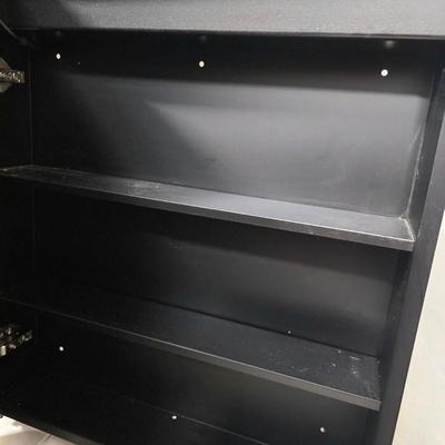 Sale Photo Thumbnail #352: Gold medicine cabinet #1 with 3 color temperature dimmable light mirror. Can be recessed or surface mounted. It measures 24"W x 30"H. "Brand new in original packaging. **Advertising photo used to show better what it looks like without the protective clear