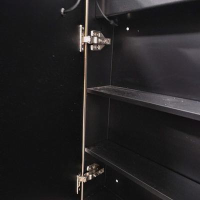 Sale Photo Thumbnail #353: Gold medicine cabinet #1 with 3 color temperature dimmable light mirror. Can be recessed or surface mounted. It measures 24"W x 30"H. "Brand new in original packaging. **Advertising photo used to show better what it looks like without the protective clear