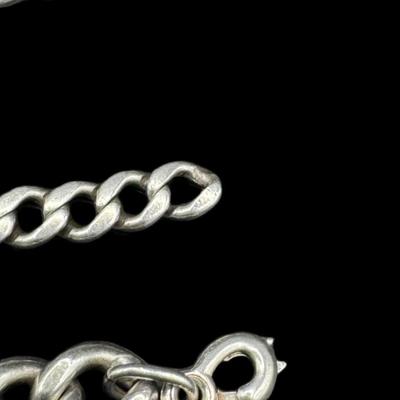 Sale Photo Thumbnail #804: **WIRE TRANSFER IS REQUIRED IF SHIPPED.** [92.33g] Includes an Asian themed ID style bracelet, a plain ID bracelet, and a personalized ID bracelet. Total of three pieces. Measurement of longest: 8”. Silver content confirmed using Niton XRF precious meta