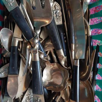 Vintage Siam Thailand Rosewood & Bronze Flatware Set