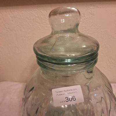Sale Photo Thumbnail #1276: glass pumpkin shaped apothecary jar