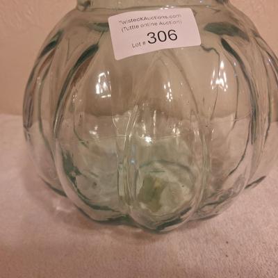 Sale Photo Thumbnail #1275: glass pumpkin shaped apothecary jar