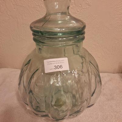 Sale Photo Thumbnail #1274: glass pumpkin shaped apothecary jar