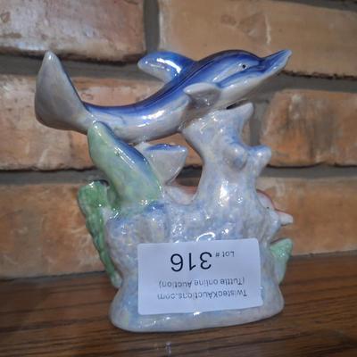 Sale Photo Thumbnail #1328: vintage iridescent dolphin figurine