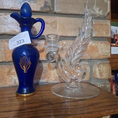 Sale Photo Thumbnail #1356: vintage avon cobalt blue glass vase decanter with stopper