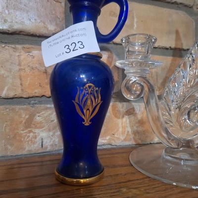 Sale Photo Thumbnail #1357: vintage avon cobalt blue glass vase decanter with stopper