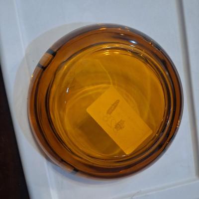 Sale Photo Thumbnail #1370: vintage MCM amber glass ashtray
